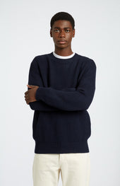 Men's Round Neck Cotton Jumper In Navy