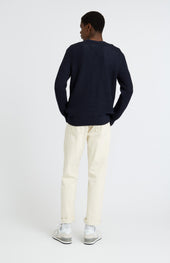 Men's Round Neck Cotton Jumper In Navy