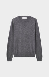 Men's Classic V Neck Cashmere Jumper In Grey Melange