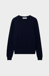 Men's Classic V Neck Cashmere Jumper In Navy Melange