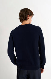 Men's Classic V Neck Cashmere Jumper In Navy Melange