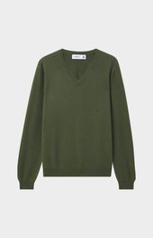 Men's Classic V Neck Cashmere Jumper In Evergreen