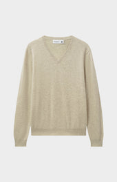 Men's Classic V Neck Cashmere Jumper In Oatmeal