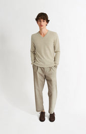 Men's Classic V Neck Cashmere Jumper In Oatmeal
