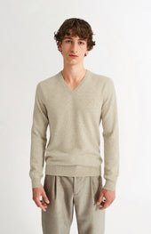 Men's Classic V Neck Cashmere Jumper In Oatmeal