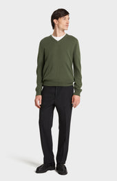 Men's Classic V Neck Cashmere Jumper In Evergreen