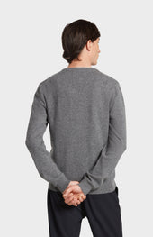 Men's Classic V Neck Cashmere Jumper In Grey Melange