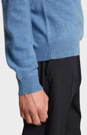 Men's Classic V Neck Cashmere Jumper In Blue Melange