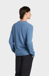 Men's Classic V Neck Cashmere Jumper In Blue Melange