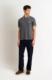 Men's Cotton Pique Polo Shirt With Tipping In Charcoal