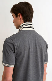 Men's Cotton Pique Polo Shirt With Tipping In Charcoal