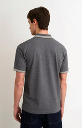 Men's Cotton Pique Polo Shirt With Tipping In Charcoal