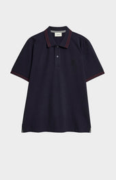 Men's Cotton Pique Polo Shirt With Tipping In Navy