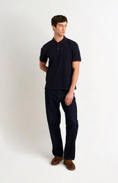 Men's Cotton Pique Polo Shirt With Tipping In Navy