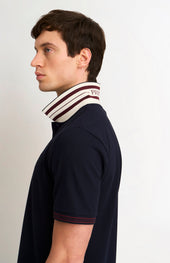 Men's Cotton Pique Polo Shirt With Tipping In Navy