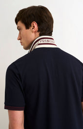 Men's Cotton Pique Polo Shirt With Tipping In Navy
