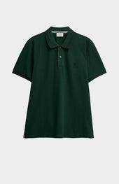 Men's Cotton Pique Polo Shirt With Tipping In Forest Green