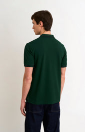 Men's Cotton Pique Polo Shirt With Tipping In Forest Green