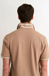 Men's Cotton Pique Polo Shirt With Tipping In Mushroom