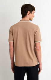 Men's Cotton Pique Polo Shirt With Tipping In Mushroom