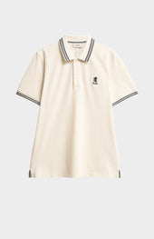 Men's Cotton Pique Polo Shirt With Tipping In Ecru