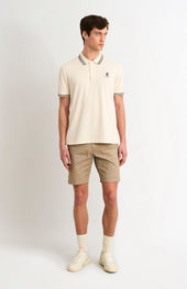 Men's Cotton Pique Polo Shirt With Tipping In Ecru