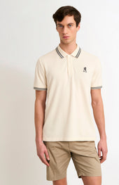 Men's Cotton Pique Polo Shirt With Tipping In Ecru