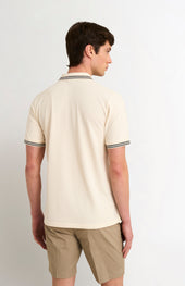 Men's Cotton Pique Polo Shirt With Tipping In Ecru