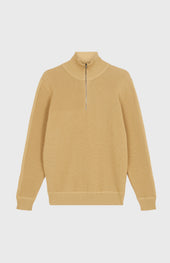Men's Half Zip Cotton Jumper In Sand