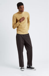 Men's Half Zip Cotton Jumper In Sand