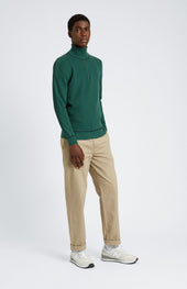 Men's Half Zip Cotton Jumper In Forest Green / Navy