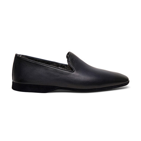 Men’s polished blue leather slipper
