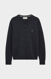 Men's Classic V-neck Supersoft Lambswool Jumper In Charcoal