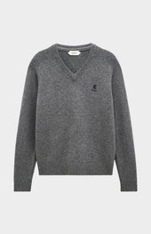 Men's Classic V-neck Supersoft Lambswool Jumper In Grey Melange