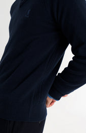 Men's Classic V-neck Supersoft Lambswool Jumper In Navy Blue