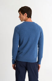 Men's Classic V-neck Supersoft Lambswool Jumper In Bering Sea Blue