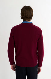 Men's Classic V-neck Supersoft Lambswool Jumper In Burgundy