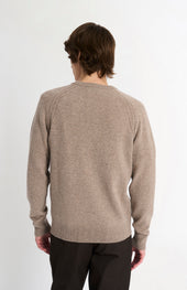 Men's Classic V-neck Supersoft Lambswool Jumper In Mushroom