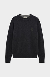 Men's Classic Crew Neck Supersoft Lambswool Jumper In Charcoal