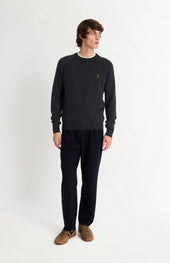 Men's Classic Crew Neck Supersoft Lambswool Jumper In Charcoal