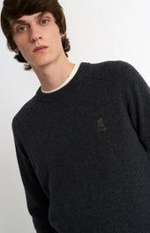 Men's Classic Crew Neck Supersoft Lambswool Jumper In Charcoal