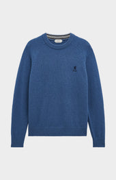 Men's Classic Crew Neck Supersoft Lambswool Jumper In Bering Sea Blue