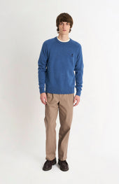 Men's Classic Crew Neck Supersoft Lambswool Jumper In Bering Sea Blue