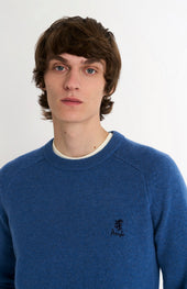 Men's Classic Crew Neck Supersoft Lambswool Jumper In Bering Sea Blue