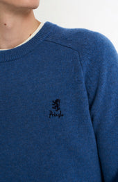 Men's Classic Crew Neck Supersoft Lambswool Jumper In Bering Sea Blue