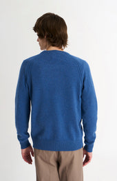 Men's Classic Crew Neck Supersoft Lambswool Jumper In Bering Sea Blue