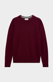 Men's Classic Crew Neck Supersoft Lambswool Jumper In Burgundy
