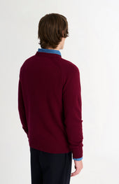 Men's Classic Crew Neck Supersoft Lambswool Jumper In Burgundy