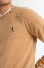 Men's Classic Crew Neck Supersoft Lambswool Jumper In Camel
