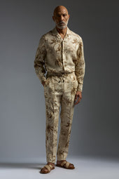 Vegetation Printed Linen Drawstring Pants